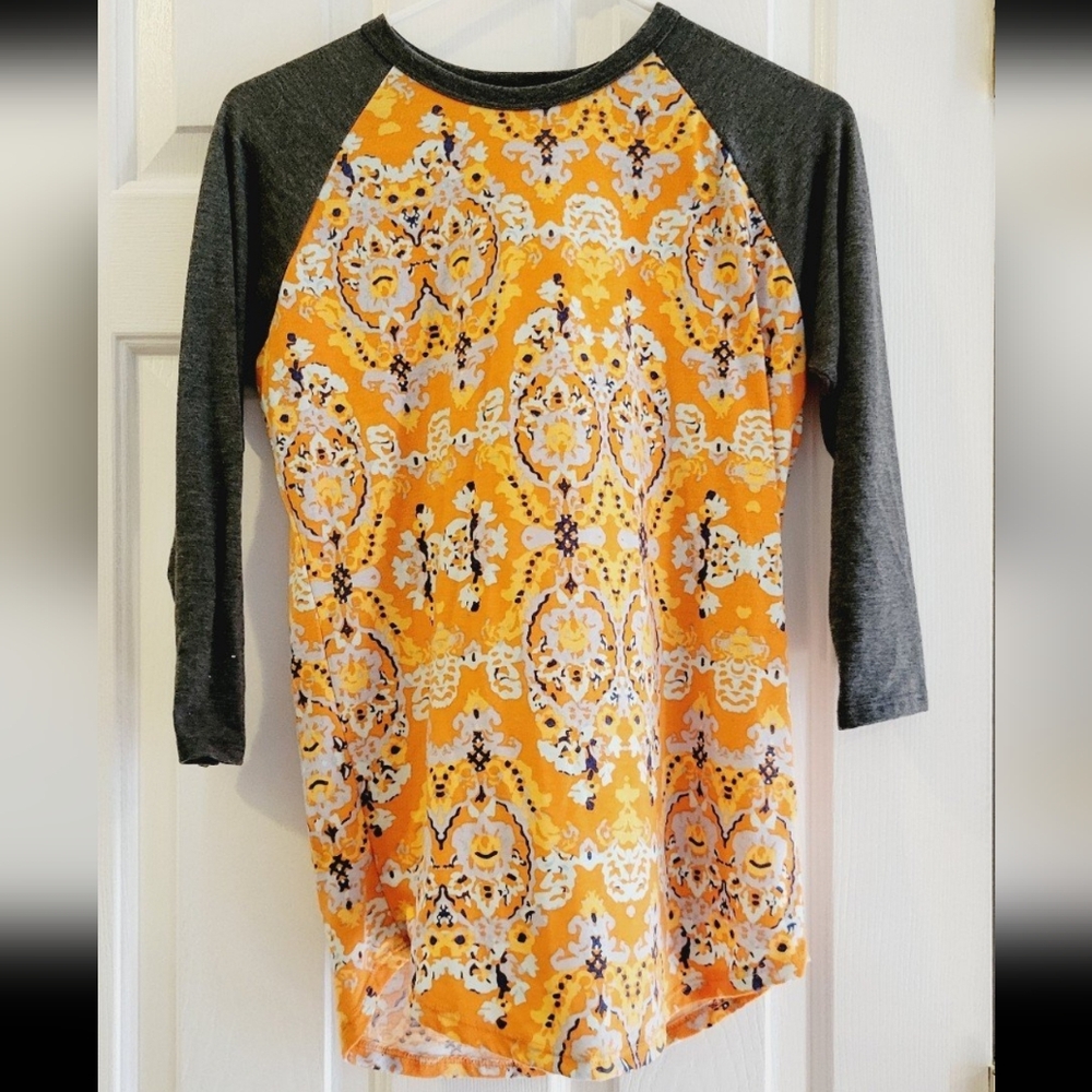 Lularoe Xs Orange And Dark Gray Raglan Top
